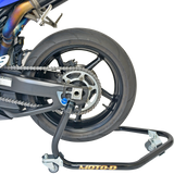 MOTO-D "Pro-Series" Floating Rear Swingarm Stand with bike
