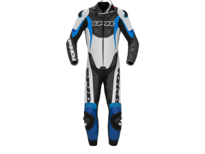 Spidi "Sport Warrior Pro" Perforated Motorcycle Racing Leather Suit White/Blue
